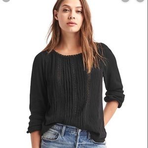 GAP Black Lace Pintuck Blouse